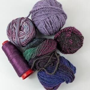Purple Blue Fiber Lot Bundle Specialty Yarn Thread Craft Knit Crochet Embroider